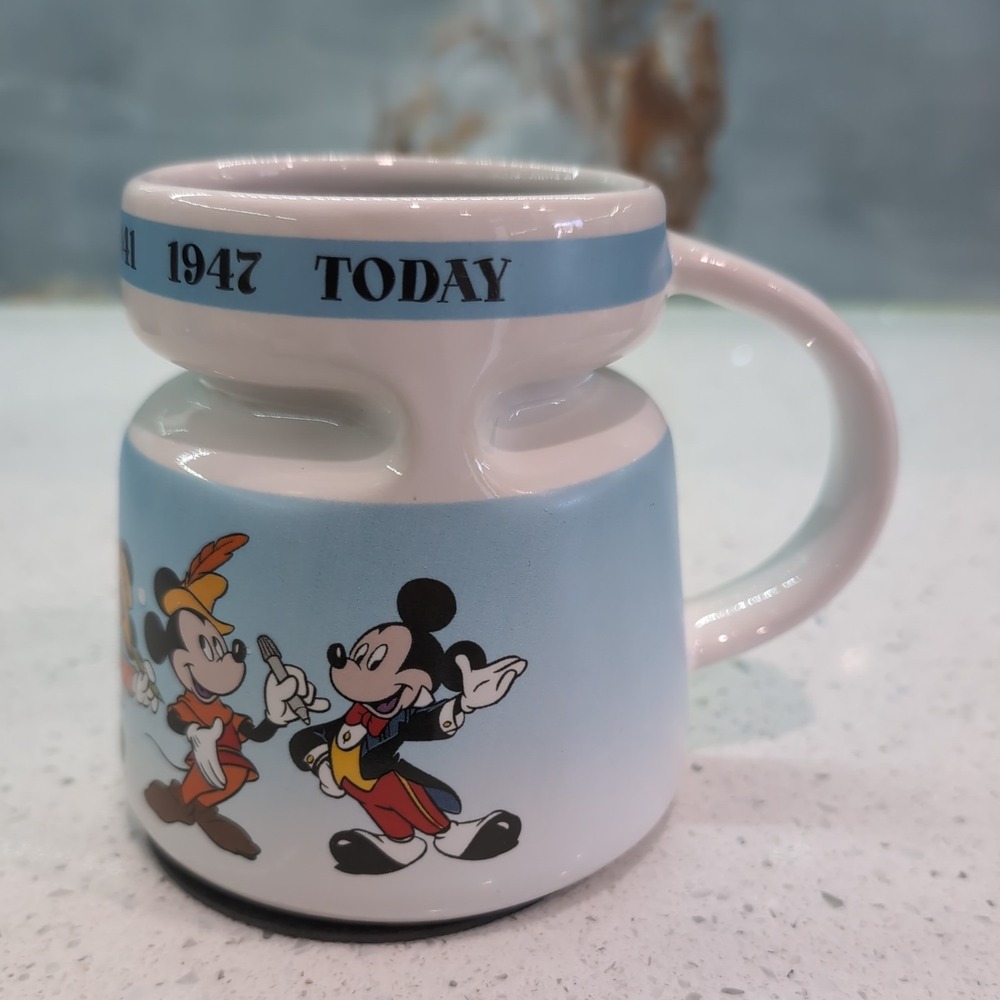 Disney Store Rare Mickey Mouse Through the Years Mug w/ Lid 1928-1947 Today VTG